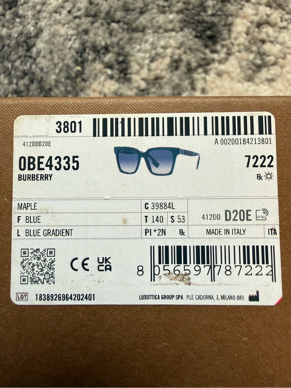 Burberry Blue Gradient Square Sunglasses - Picture 10 of 11
